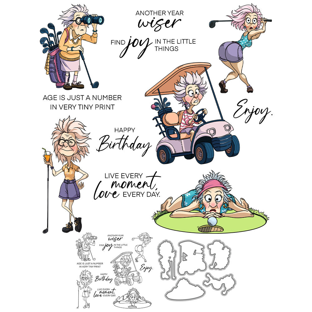 Grandma Playing Golf Dies & Stamps Set