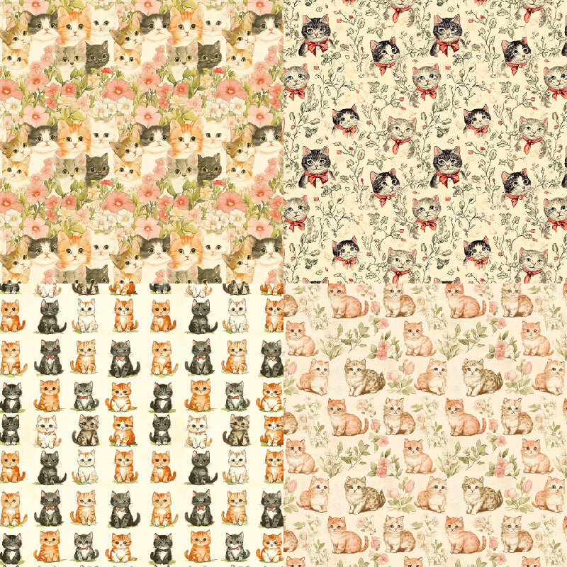 24PCS 6" Vintage Cats Scrapbook Paper & Cardstock