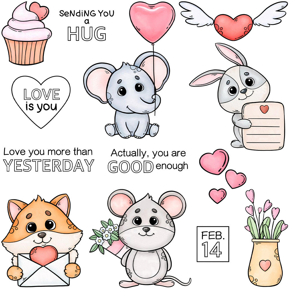 Valentine's Day Animals Dies & Stamps Set