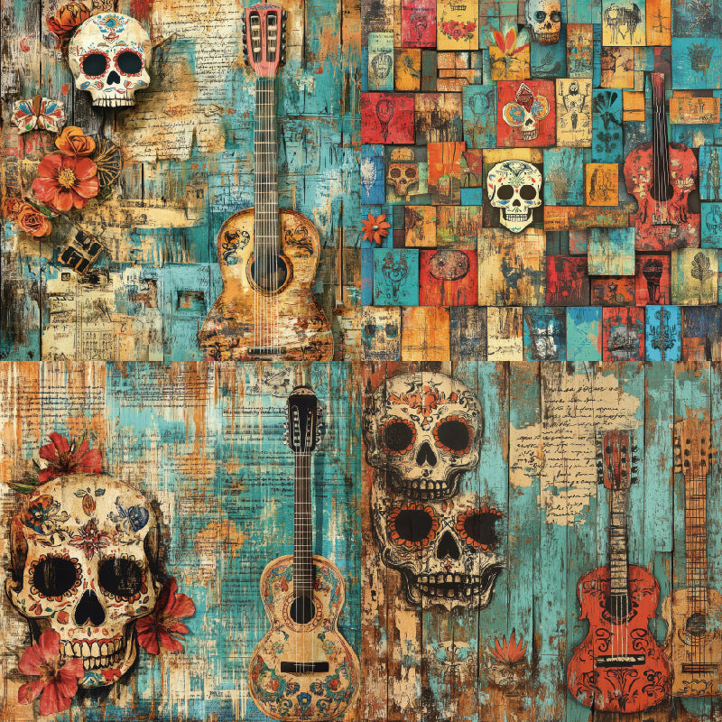 24PCS 6" Skull Scrapbook Paper & Cardstock