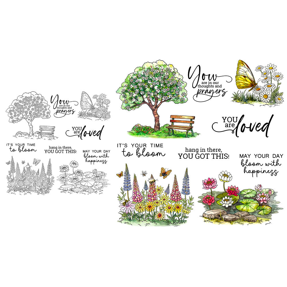 Beautiful Tree & Flower Dies & Stamps Set