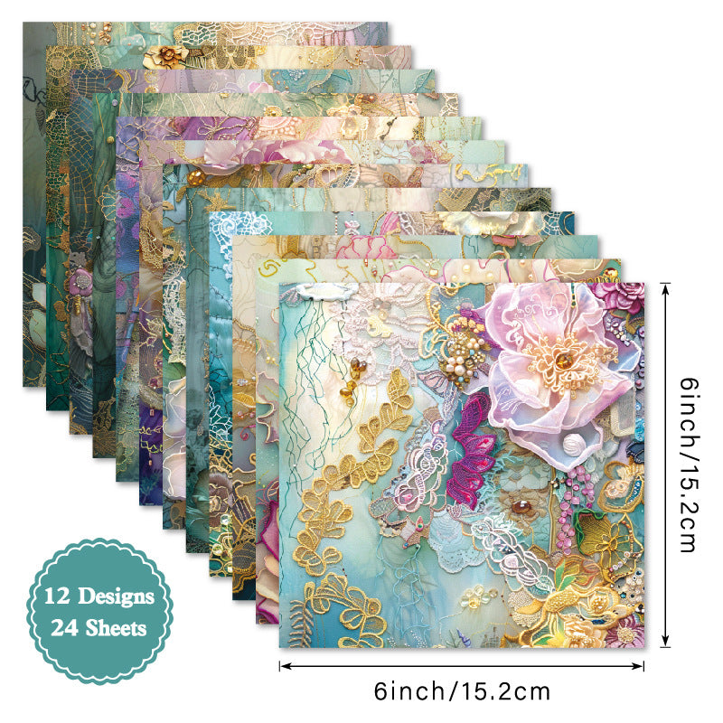 24PCS 6" Gauze Scrapbook Paper & Cardstock