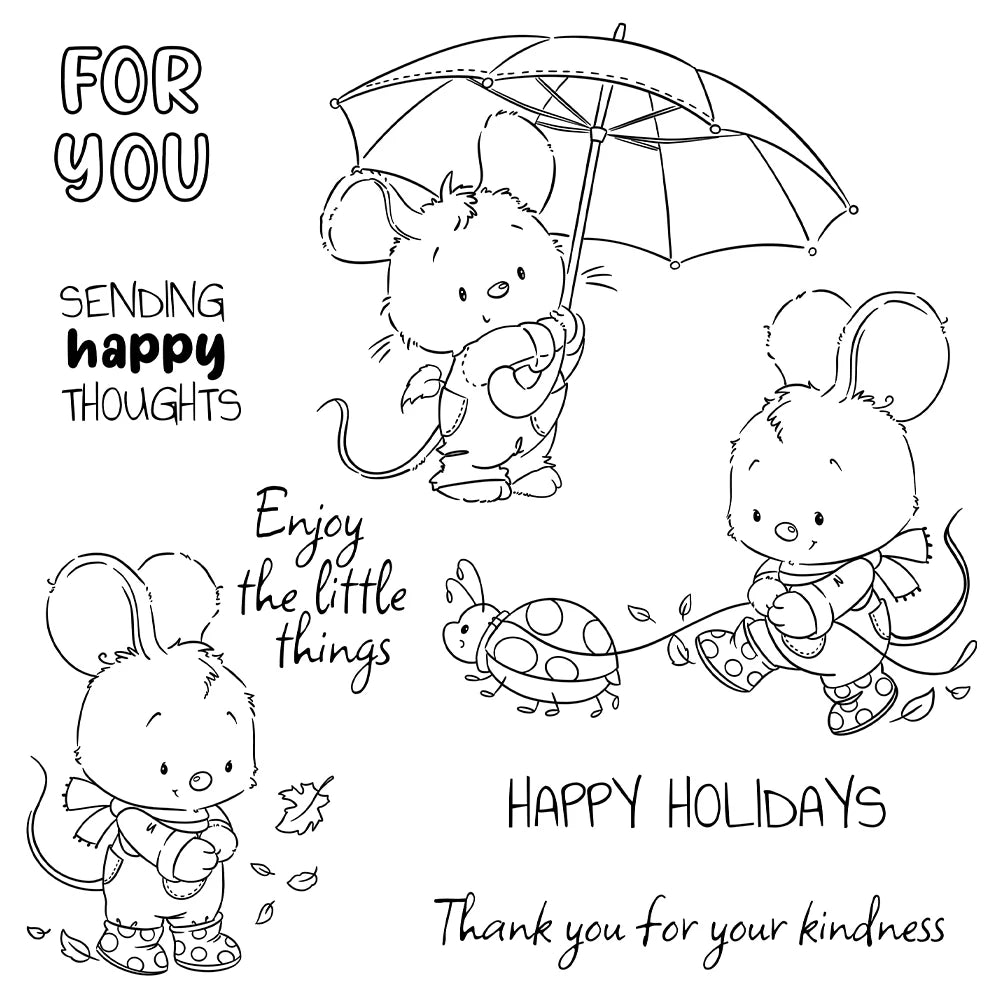 Cartoon Little Mouse Dies & Stamps Set