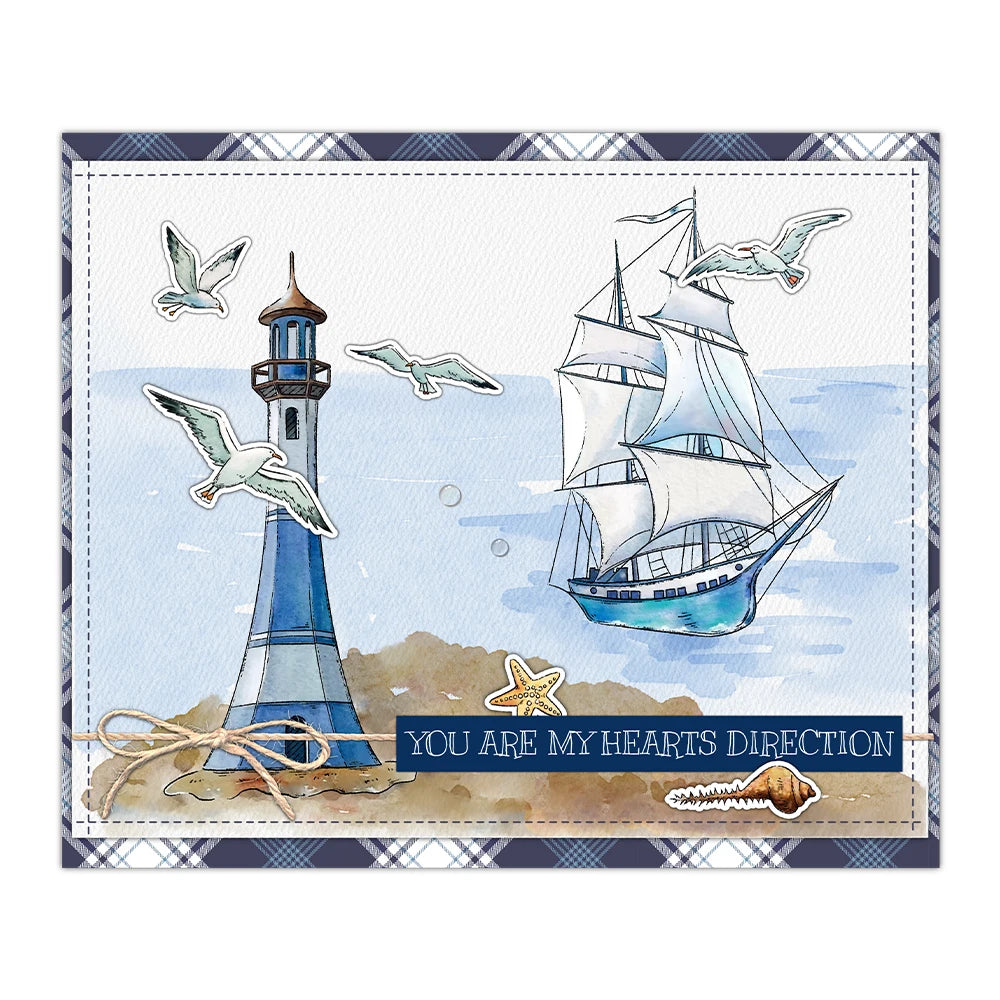Lighthouse Boat Dolphin Dies & Stamps Set