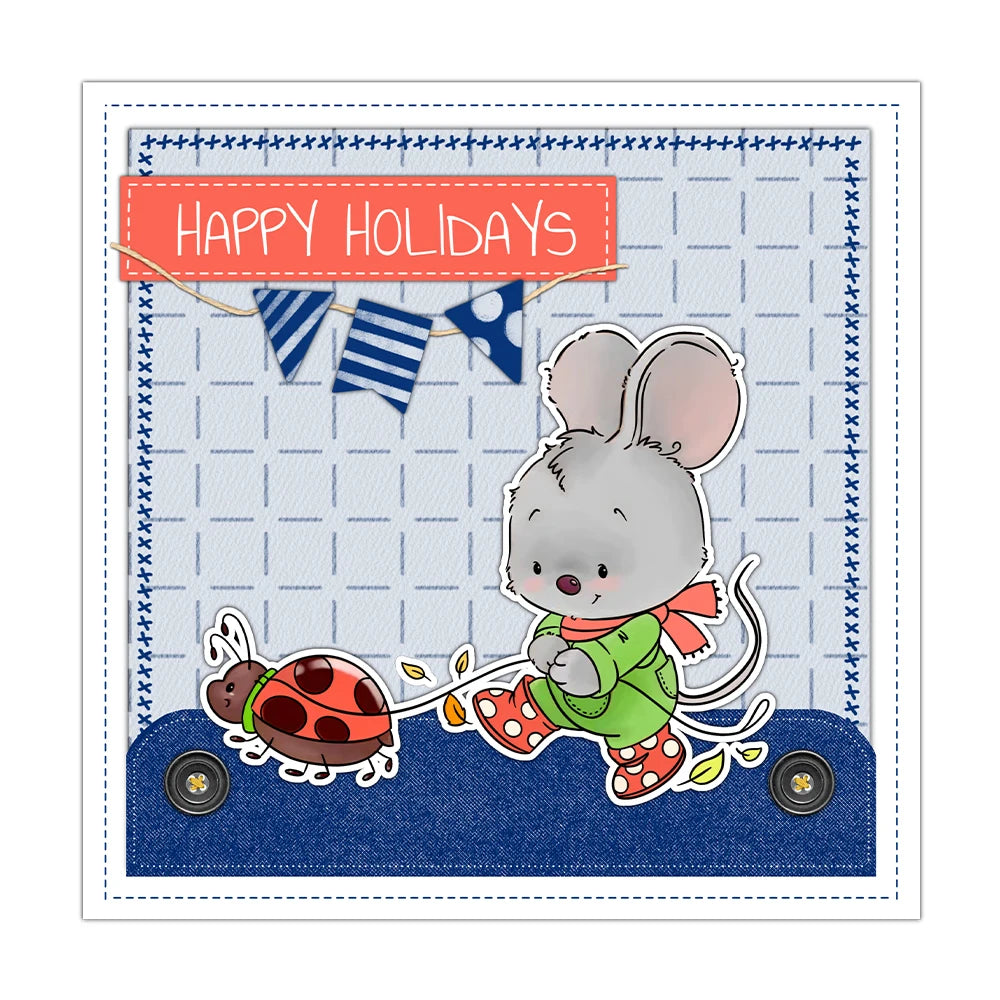 Cartoon Little Mouse Dies & Stamps Set