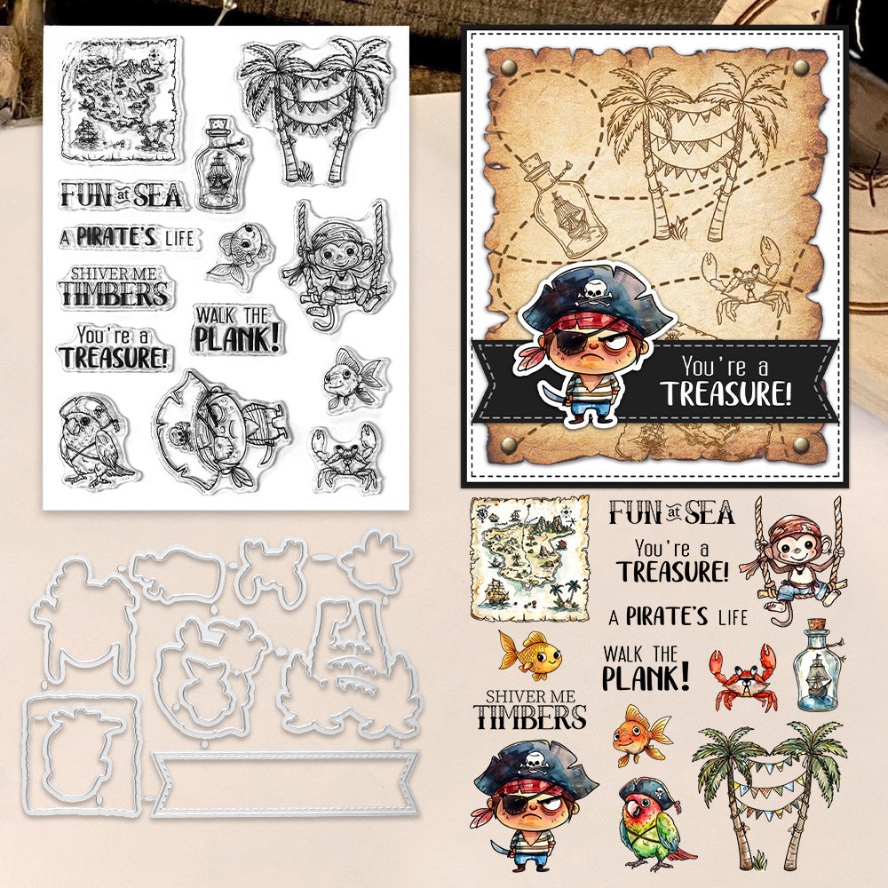 Cartoon Pirate Character Dies & Stamps Set