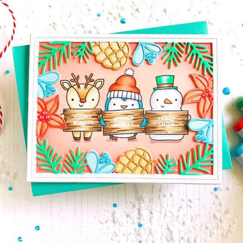 Winter Animals Message Board Dies & Stamps Set