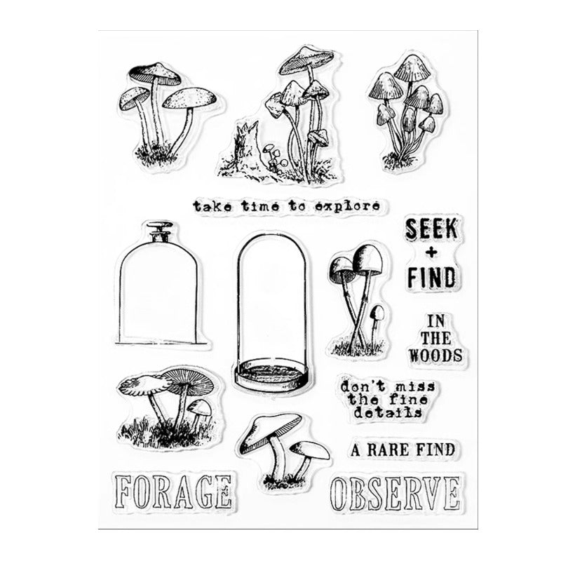 Retro Series Mushrooms Clear Stamps