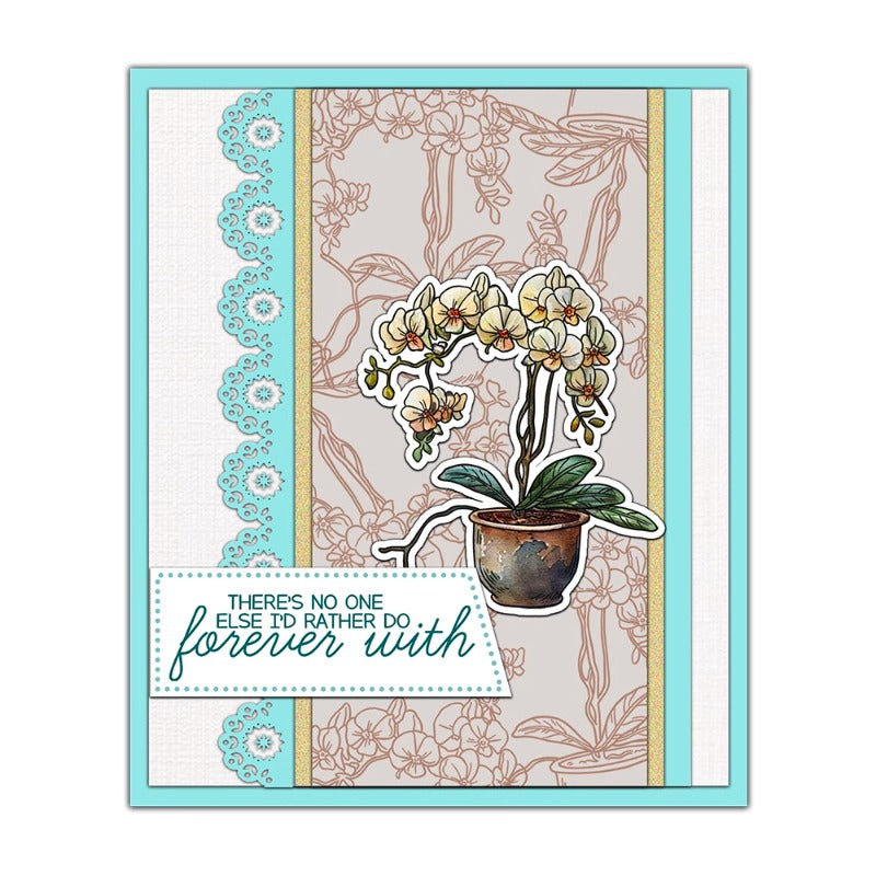 Blooming Potted Orchids Dies & Stamps Set