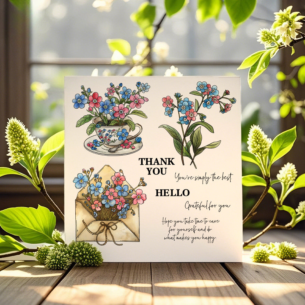 Teacup Flower Envelope Clear Stamps