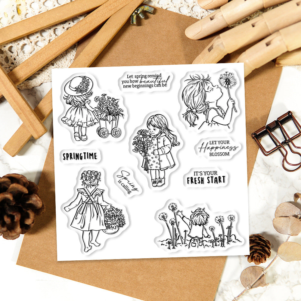 Spring Girls Clear Stamps