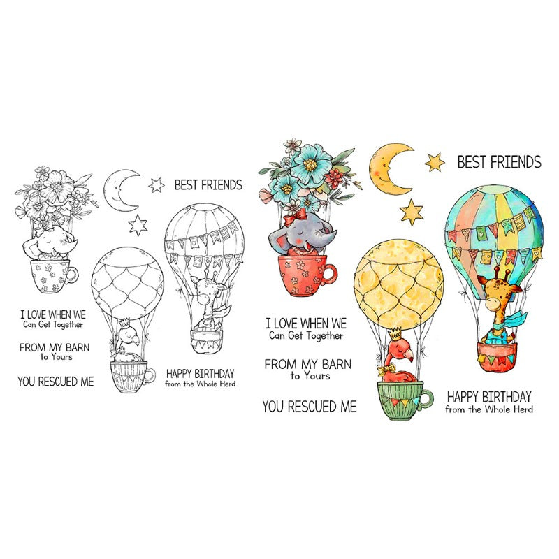 Animals & Hot Air Balloons Dies & Stamps Set