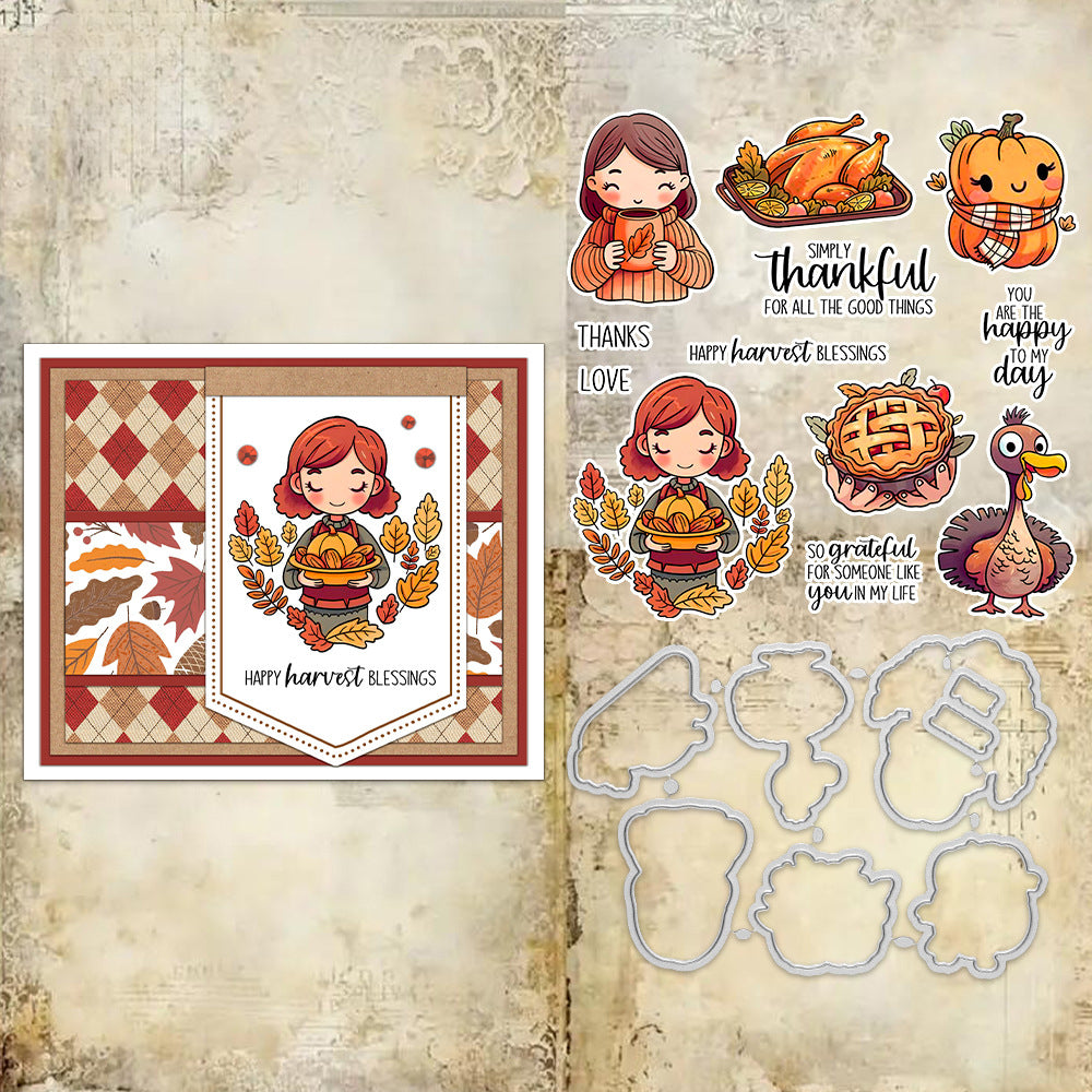 Thanksgiving Theme Dies & Stamps Set