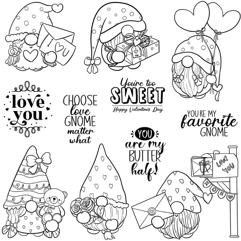 Valentine's Day Love Gnome Clear Stamps