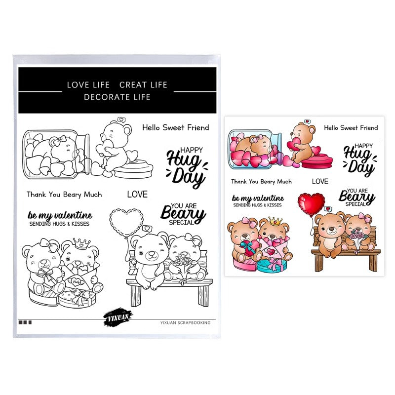 Valentine's Day Cute Couple Bears Dies & Stamps Set