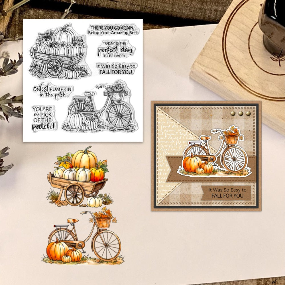 Fall Harvest Pumpkin Bike Dies & Stamps Set