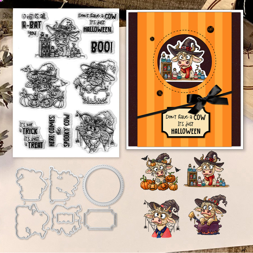 Halloween Cute Cow Dies & Stamps Set