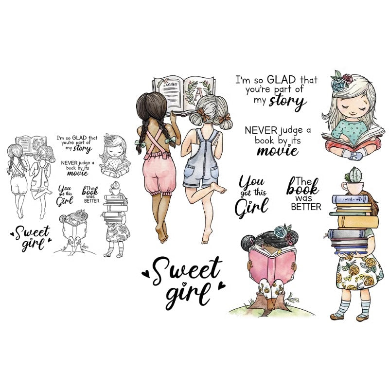 Sweet Little Girl Reading Dies & Stamps Set