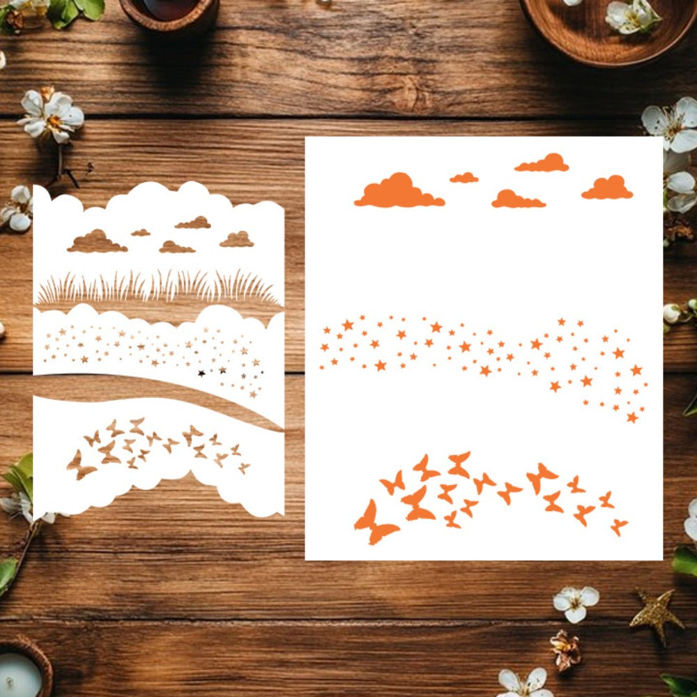 Clouds Stars Butterflies DIY Painting Hollow Stencil
