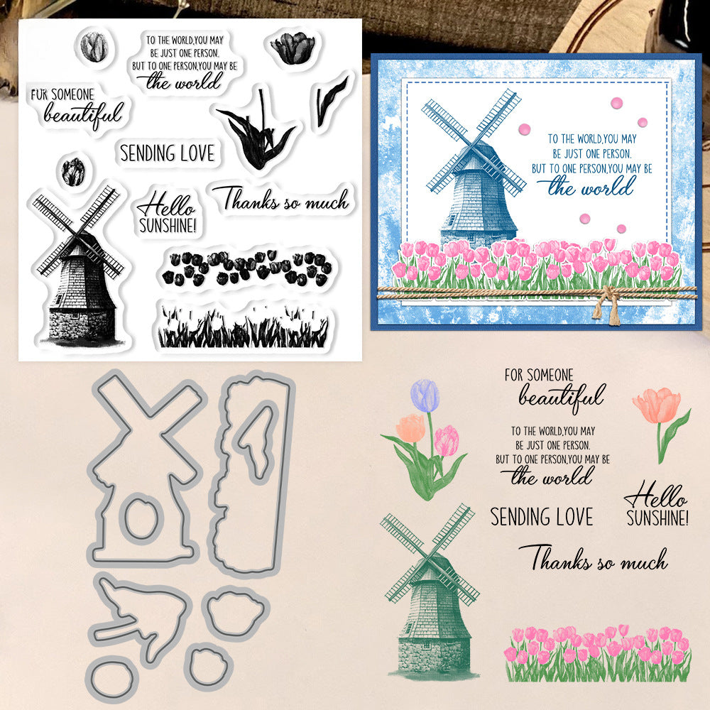 Windmill Flowers Dies & Stamps Set