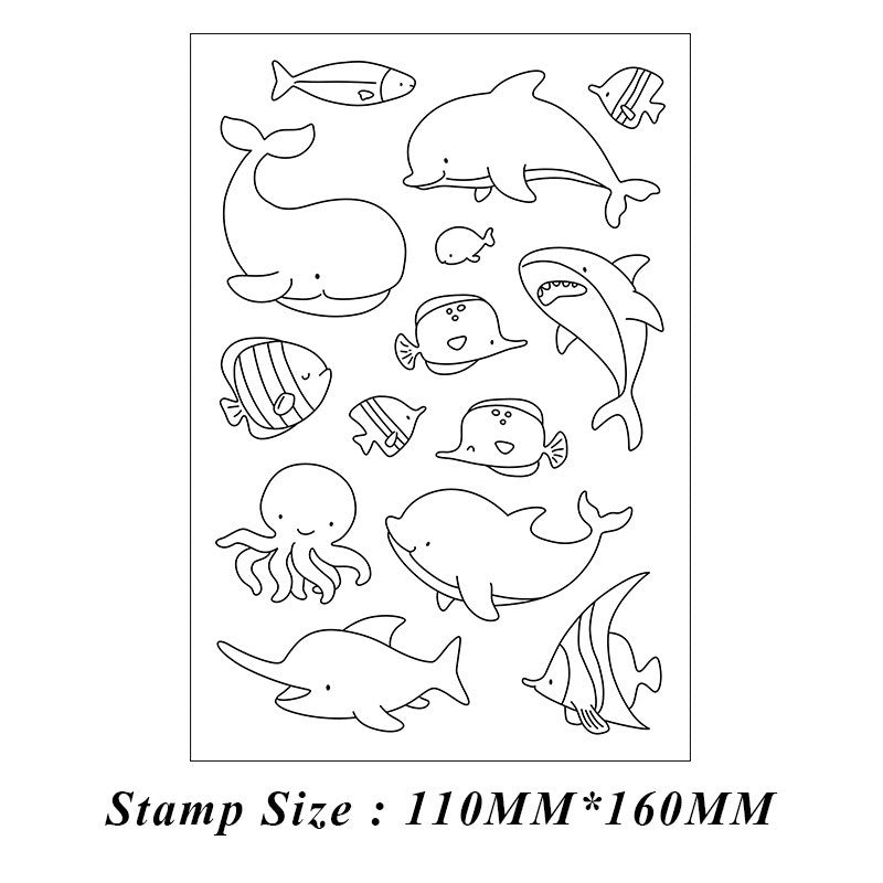 Marine Animals Dies & Stamps Set