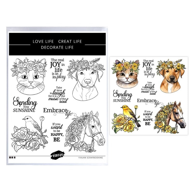 Cute Animals & Flowers Clear Stamps