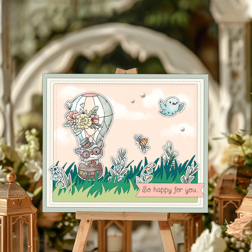 Cute Animal Hot Air Balloon Clear Stamps