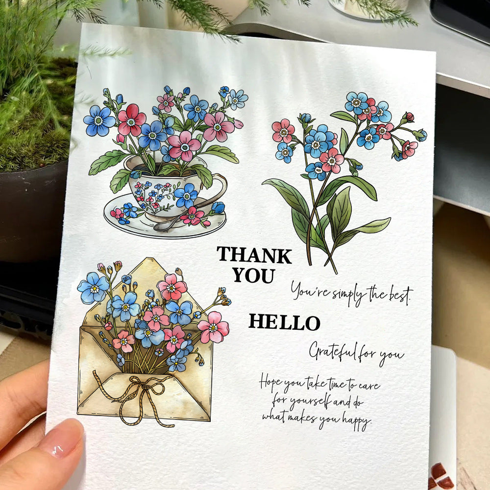 Teacup Flower Envelope Clear Stamps