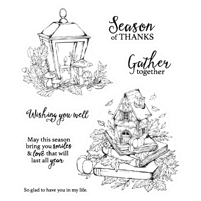 Autumn Leaves House and Lights Dies & Stamps Set