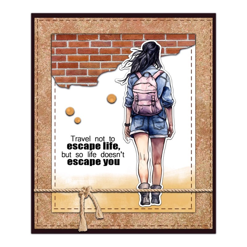 Camping Adventure Girl Dies & Stamps Set