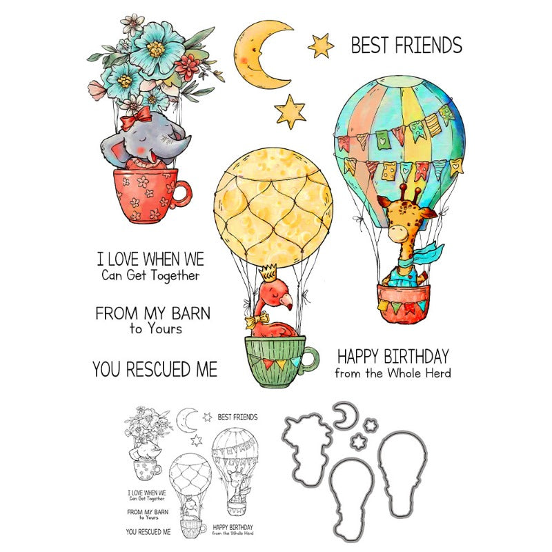 Animals & Hot Air Balloons Dies & Stamps Set