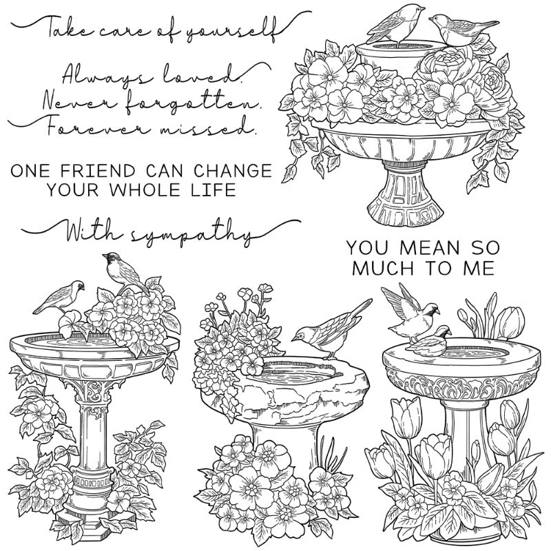 Garden Birds & Flowers Dies & Stamps Set