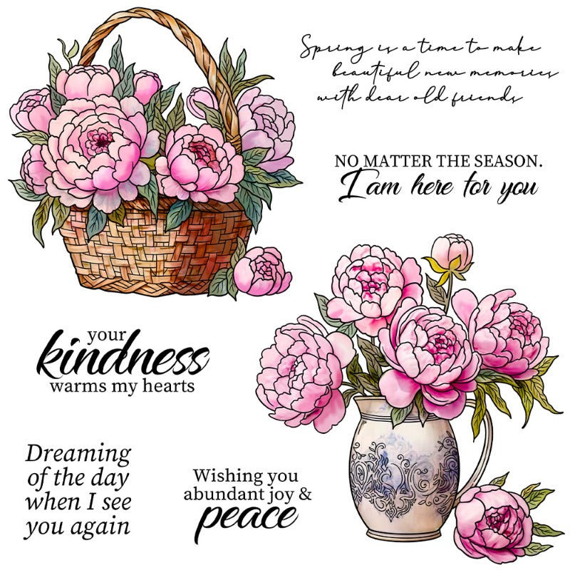 Flower Basket Dies & Stamps Set