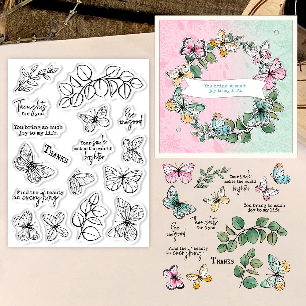 Butterfly Wreath Clear Stamps
