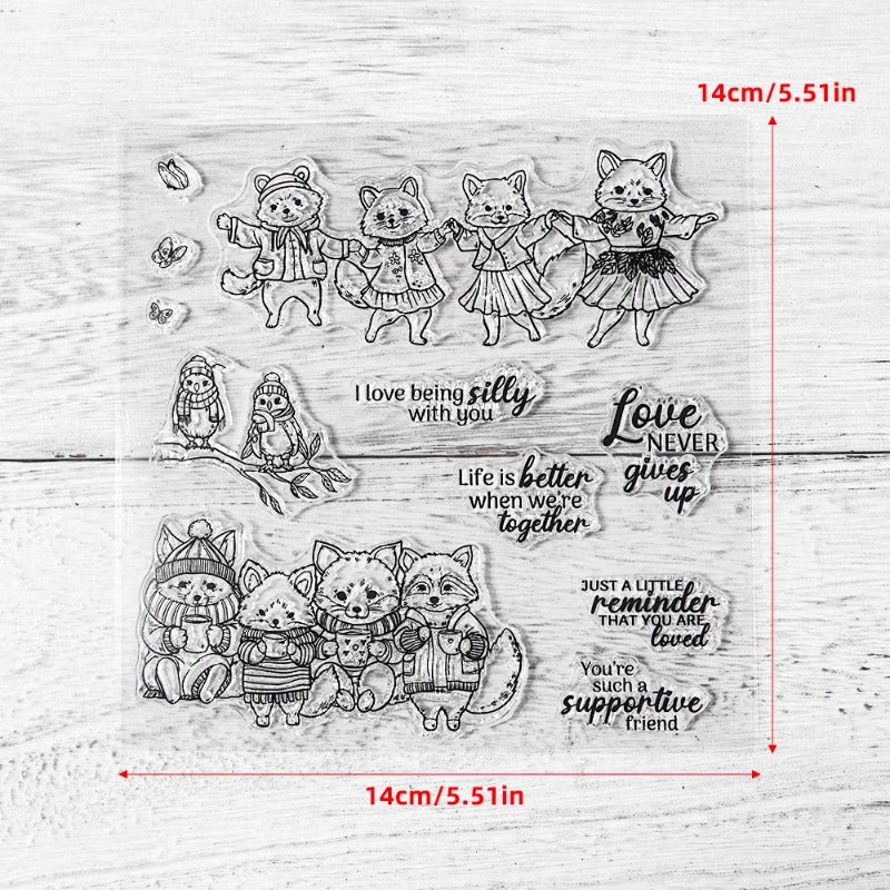 Cute Cartoon Foxs Dies & Stamps Set