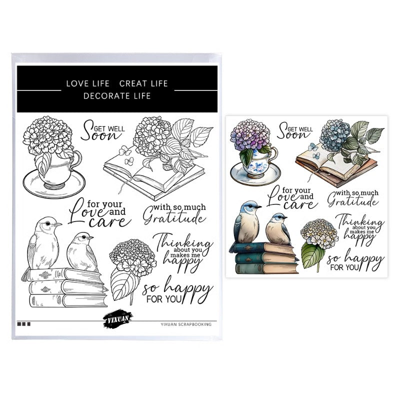 Hydrangeas And Birds Dies & Stamps Set