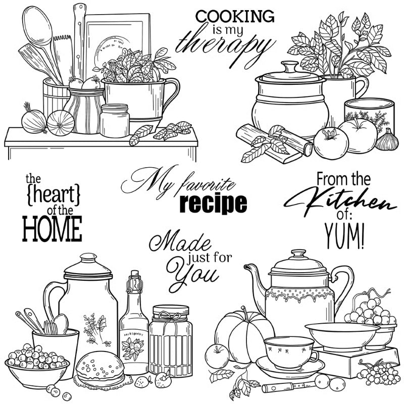 Home Kitchen Cooking Clear Stamps