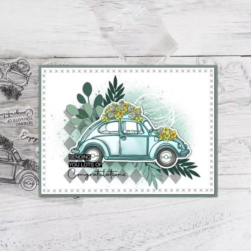 Flowers Car Bicycle Dies & Stamps Set