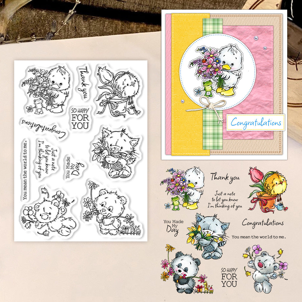 Flowers and Animals Clear Stamps