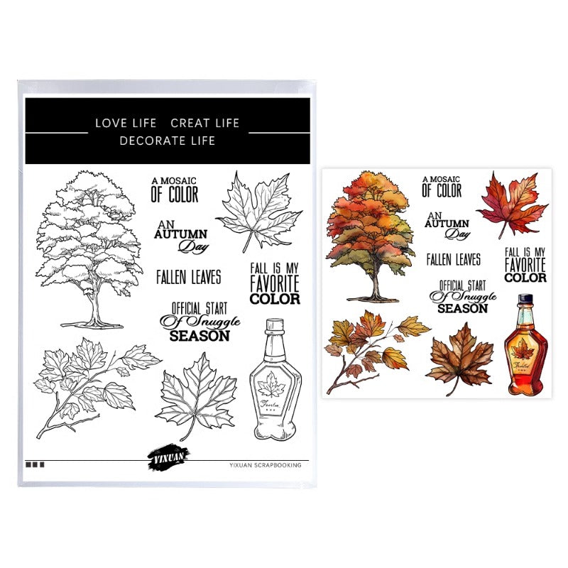 Autumn Maple Leaves Dies & Stamps Set