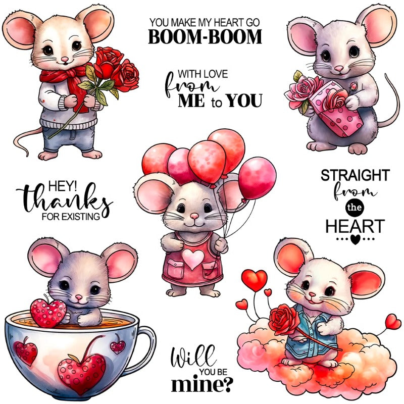 Valentine's Day Cute Mouse Dies & Stamps Set