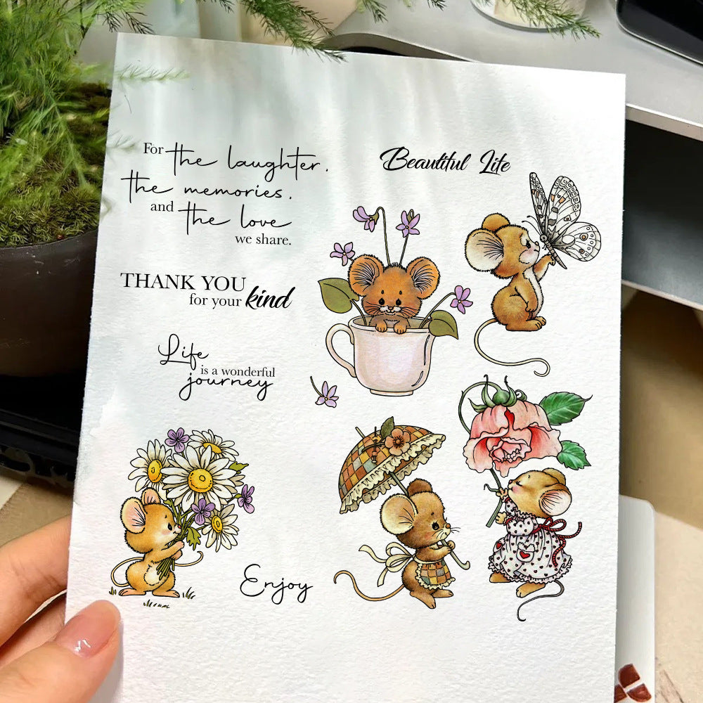 Mouse Flowers Dies & Stamps Set