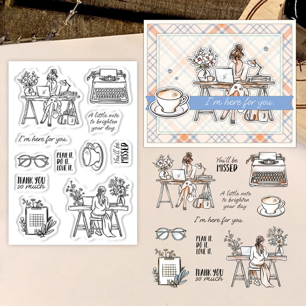 Office Girl Clear Stamps