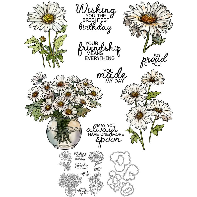 Blooming Chrysanthemums Dies & Stamps Set