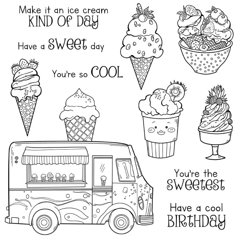 Summer Cool Ice Cream Truck Dies & Stamps Set