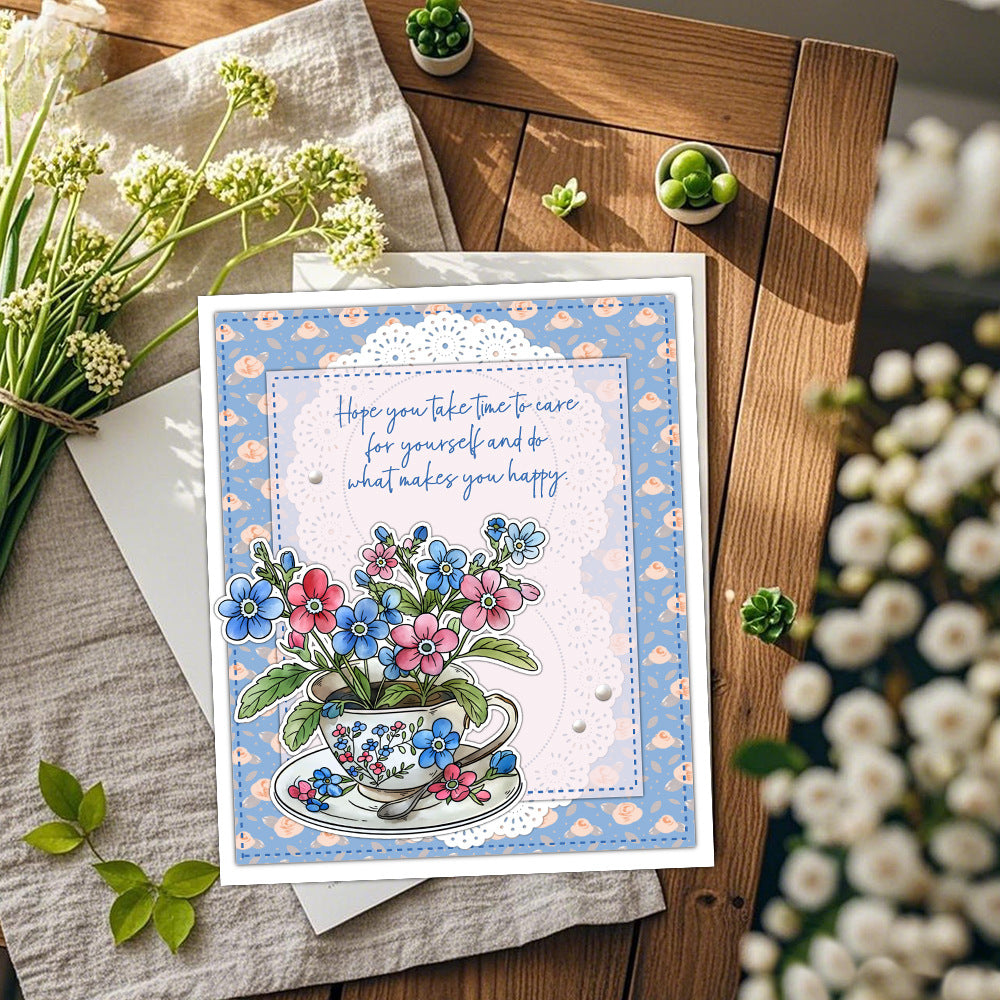 Teacup Flower Envelope Clear Stamps