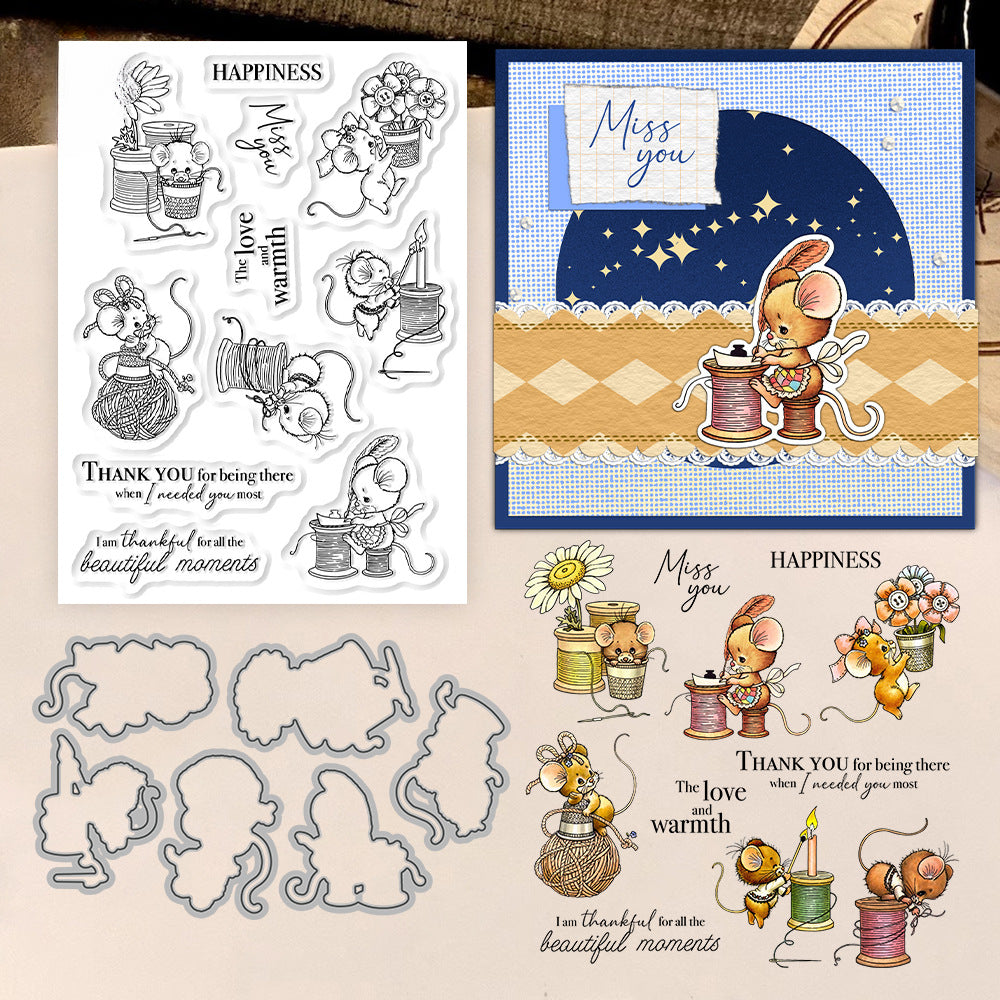 Cute Mouse Dies & Stamps Set