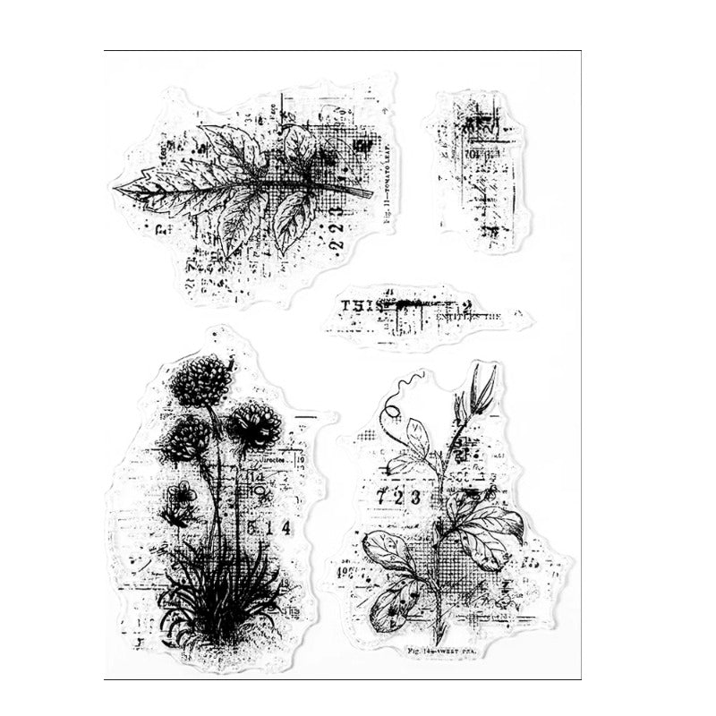 Vintage Autumn Flowers Leaves Clear Stamps