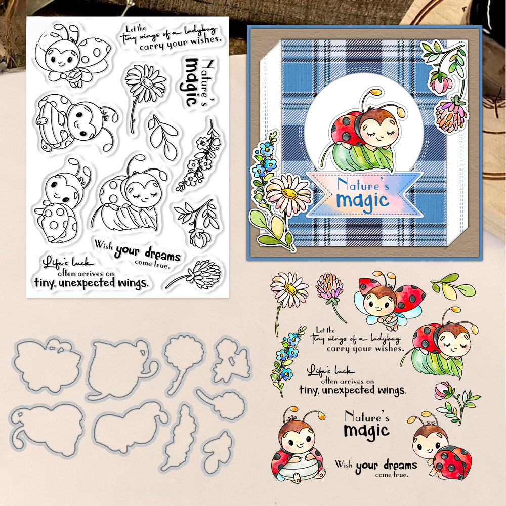 Spring Flowers Ladybug Dies & Stamps Set