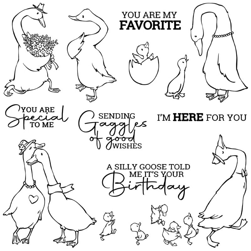 Cute Cartoon Goose & Duck Dies & Stamps Set